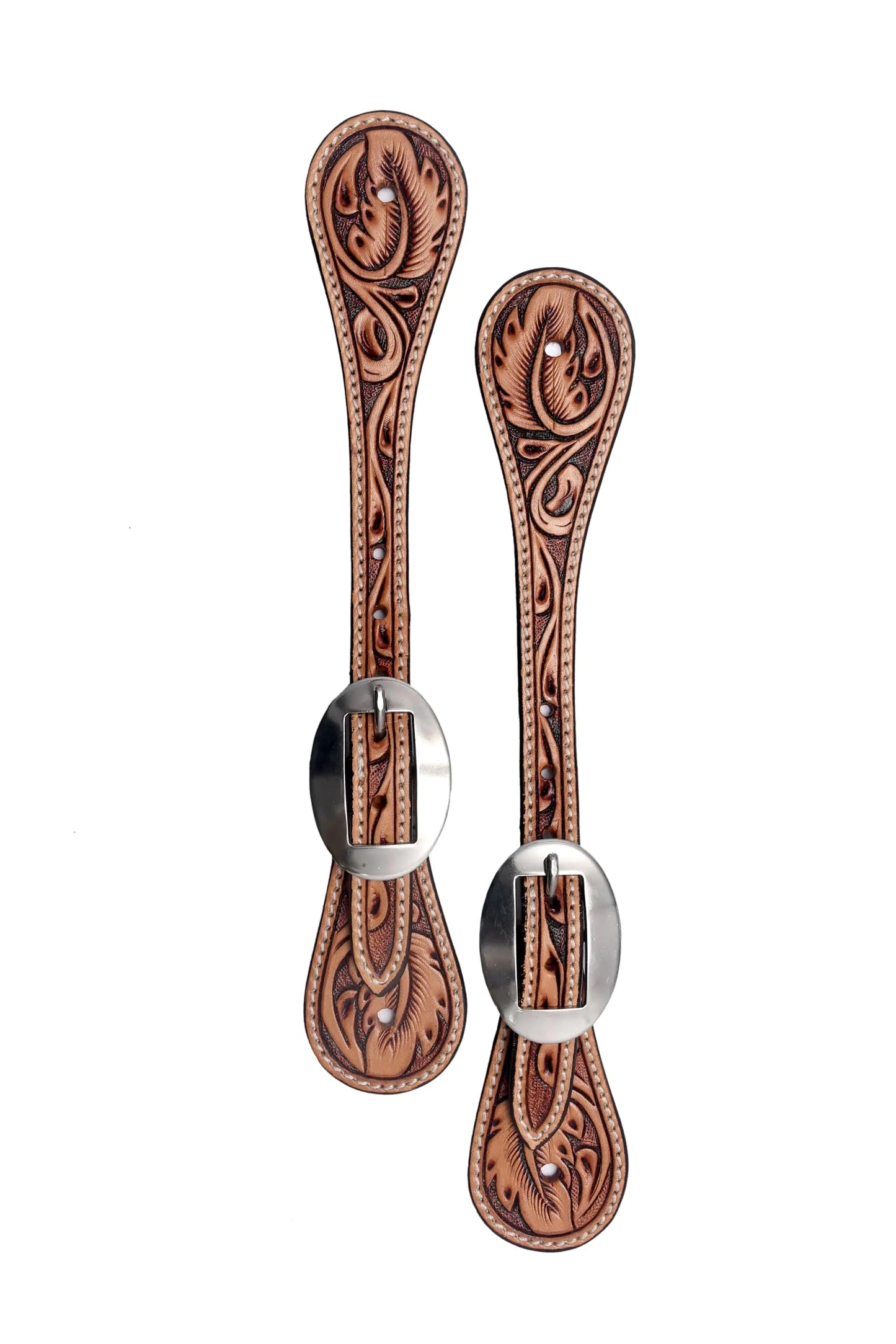 BLACK HOOF Floral Tooled Leather Spur Straps - view 2