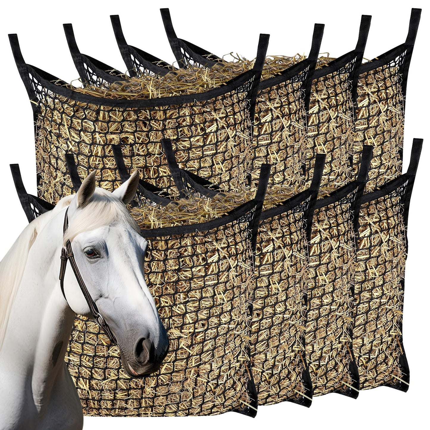 8 PCS Slow Feed Hay Net at Horsey Horse