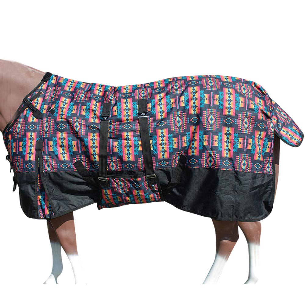 HILASON 1200D Turnout Blanket with Belly Wrap - American Flag, 78 In