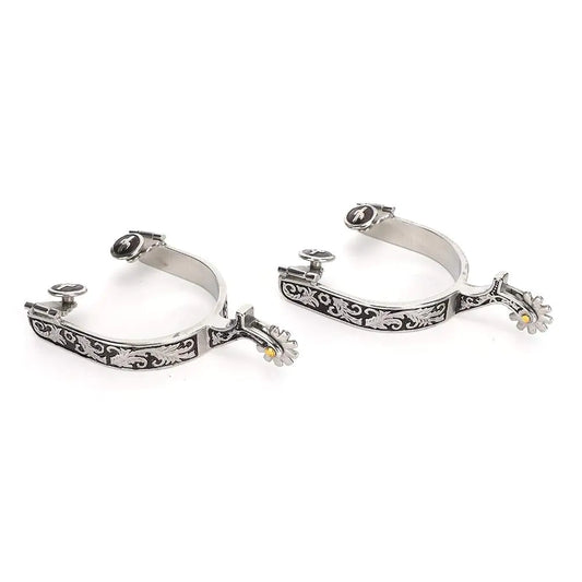 Pssopp Horse Spurs Stainless Steel Horse Boot Spurs Decoration West Cowboy Horse Spurs for Riding