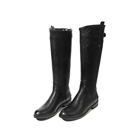 Contrasting Color Equestrian Riding Boots