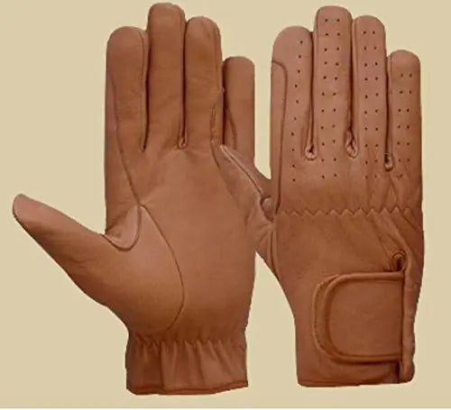 Men's Leather Equestrian Gloves - Tan, X-Large