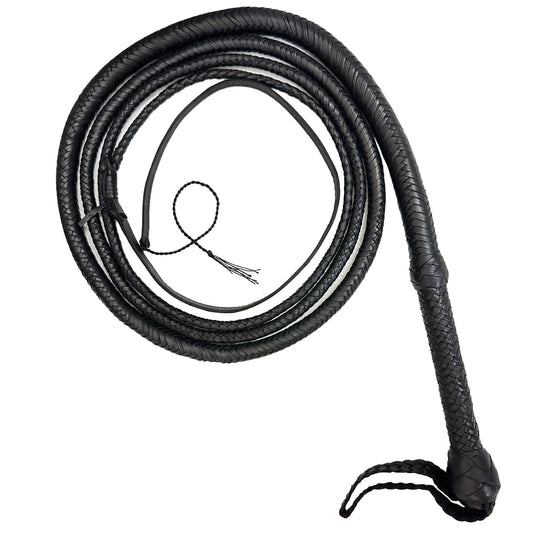 strength zones Bull Whip 06 to 16 Foot 16 Plaits Cow Hide Leather Whip Equestrian Bullwhip Leather Belly & Leather Bolster Inside (Black 08 Feet)