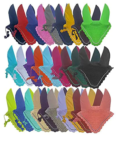 Crochet Horse Ear Bonnet Fly Veil - COFFEE, LARGE / FULL