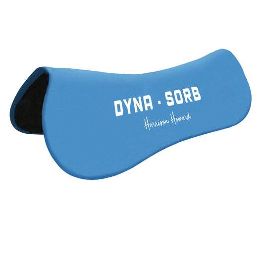 Harrison Howard Dyna-Sorb Full Shock Absorbing Memory Half Saddle Pad for Horse-Aegean Blue (with White Print)