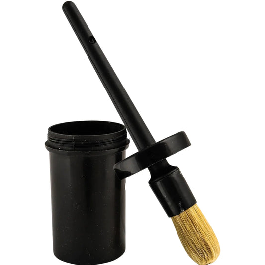 Jeffers Equine Hoof Dressing Brush with Dust Proof Plastic Container – 8" Long x 2.5" Wide Mess-Free Applicator for Hoof Care Farrier Grooming Tool for Horses Equestrian and Barn Use Black