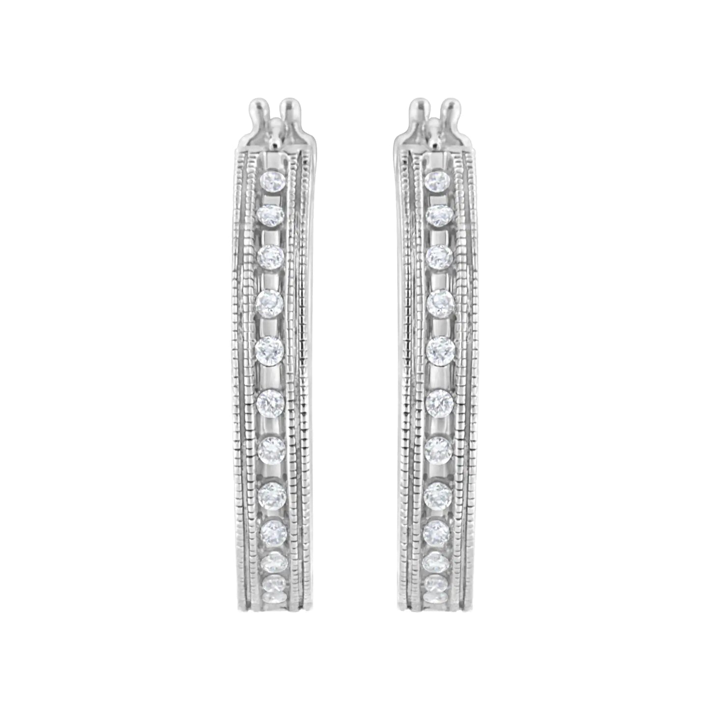 .925 Sterling Silver 1/2 cttw Lab Grown Diamond Hoop Earring (F-G Color, VS2-SI1 Clarity)