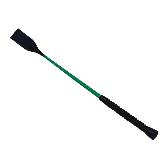 Deluxe Jump Bat 18 Inch Riding Crop Horse Equestrian English with Fiberglass Shaft and Thick Leather Slapper Color Choice Black Blue Green Fuchsia Pink Purple Red or Yellow (Green)