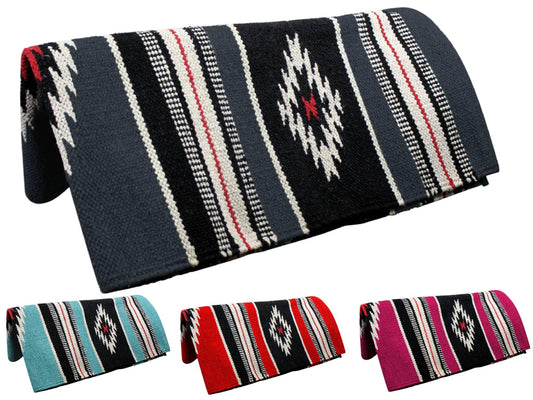Tahoe Tack Hand-Woven Navajo Saddle Blanket - Turquoise/Black/White