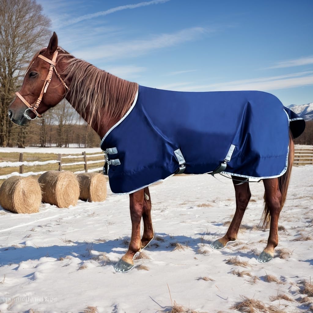 1200D Waterproof Turnout Blanket - navy blue, 82''