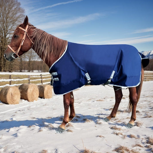 1200D Waterproof Turnout Blanket - navy blue, 82''