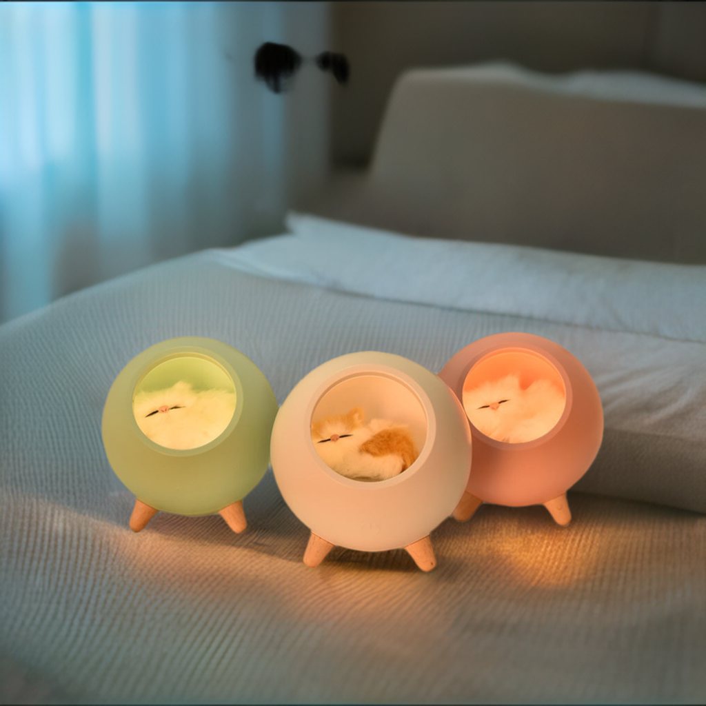 LED Cat Night Light USB Touch Bionic Dimming Atmosphere Room Decoration Lamp Holiday Gift