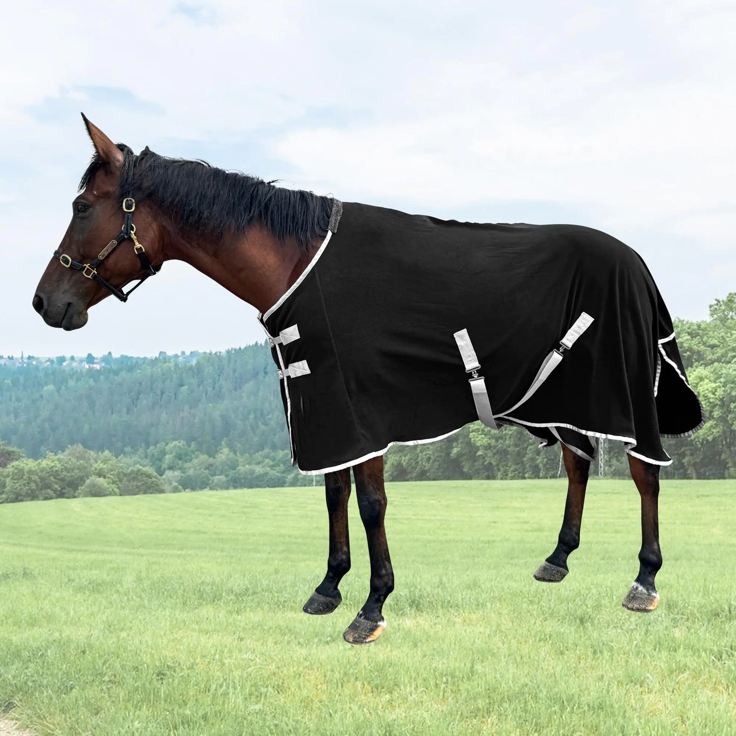 Fleece Horse Care Blanket Turnout Sheet - black, 72''