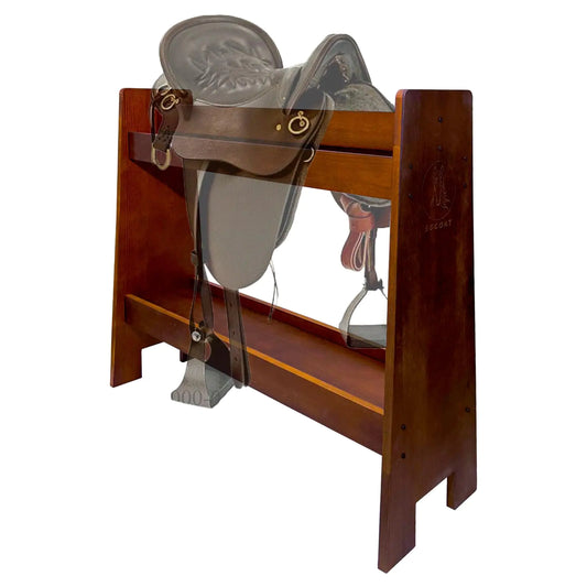 Wood Saddle Rack Stand Horse Tack Organizer for Both English and Western Saddles Elegantly Displays Your Prized Trophy Saddles at Home - for Horse Lovers and Equestrian Enthusiasts