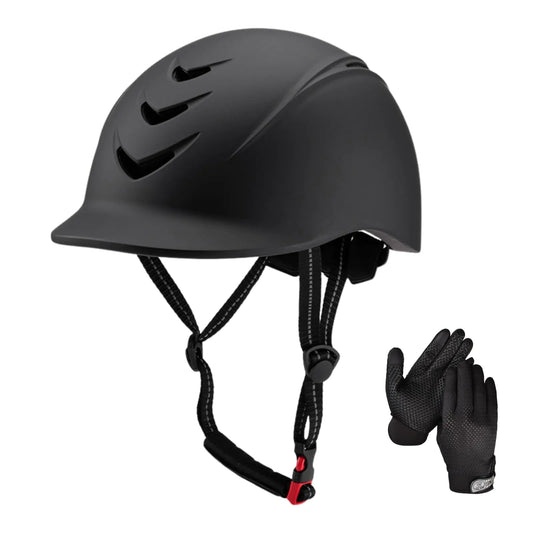 Equestrian Set - Helmet and Gloves for Horseback Riding and Training - Horse Riding Safety Gear Helmets Equestrian Equi-Pro Gear Gloves for Women Man