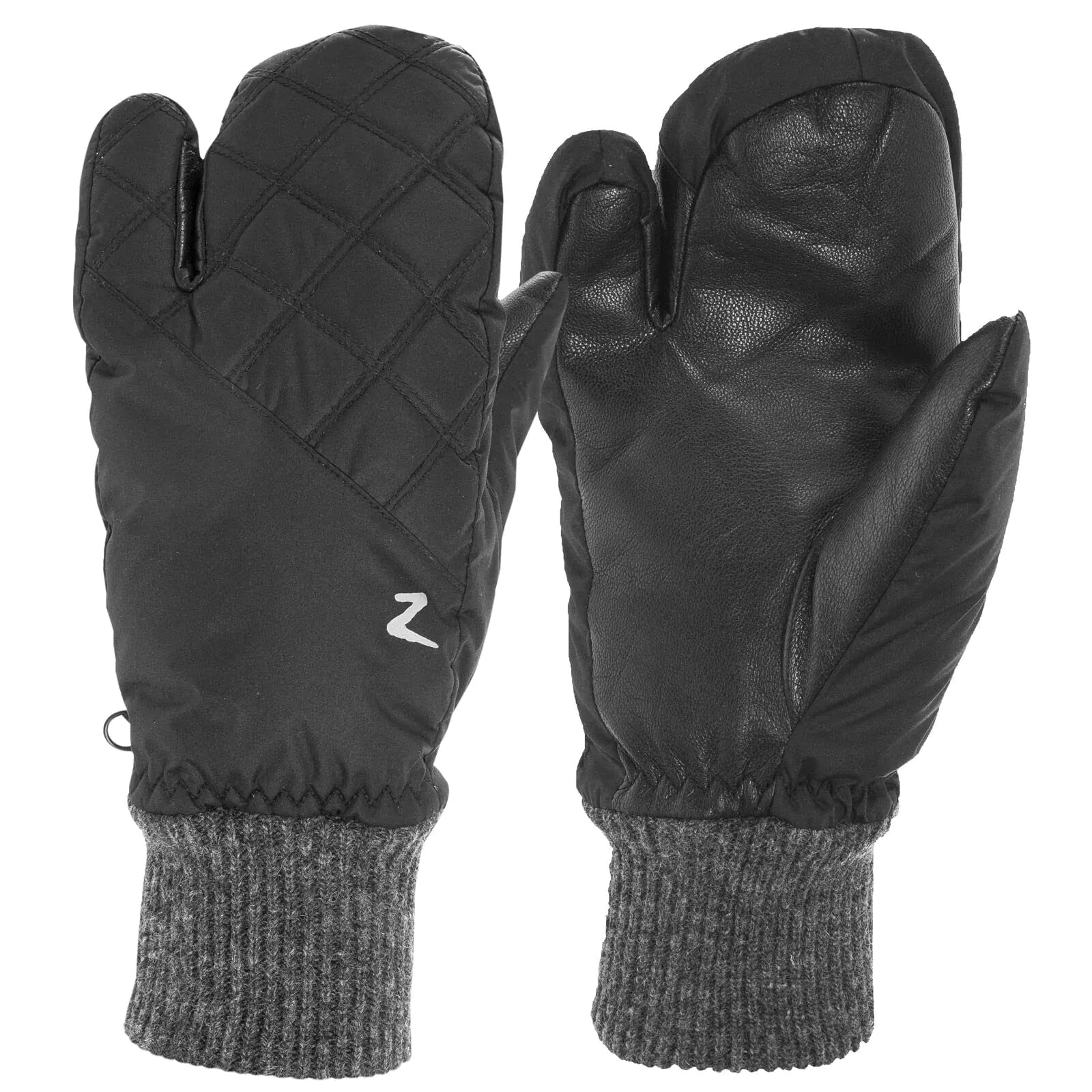 HORZE Adult 3-Finger Winter Riding Mittens - Black, 6