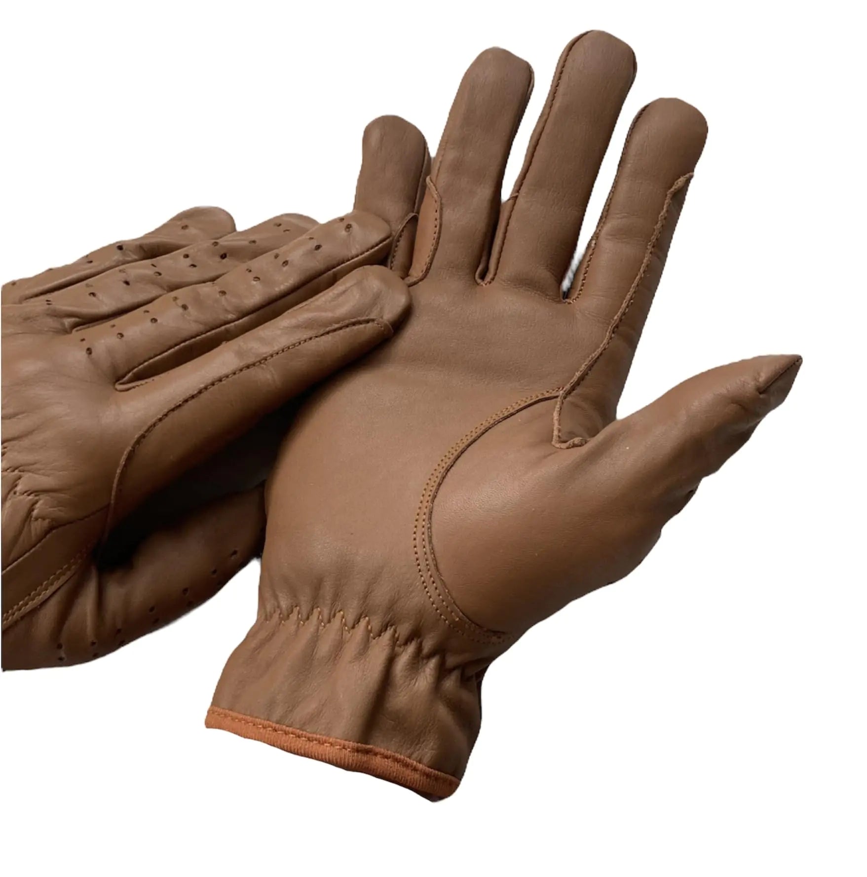 Women's Leather Equestrian Gloves - Tan, Large