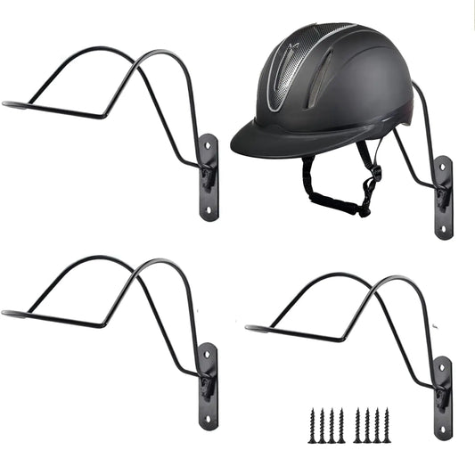 HDEYGIOU 4Pcs Helmet RackWall Mounted Helmet Holder Metal Equestrian Helmet Rack with Screws for Equestrian Motorcycle Baseball Rugby Helmet